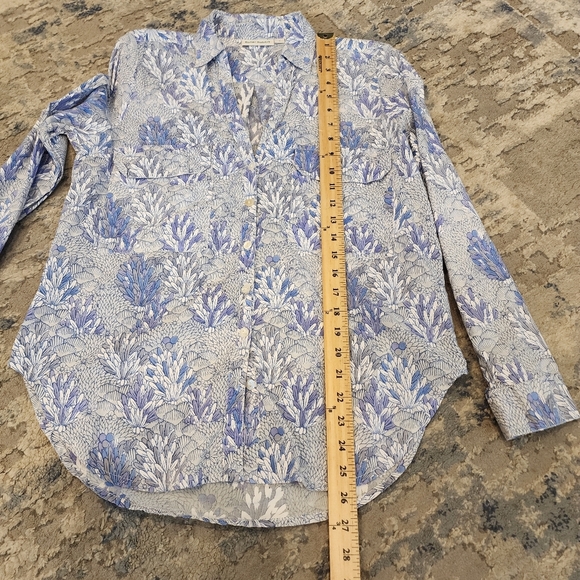 Roller Rabbit Button Front Long Sleeve Cotton  shirt blue white purple Small - Picture 7 of 15